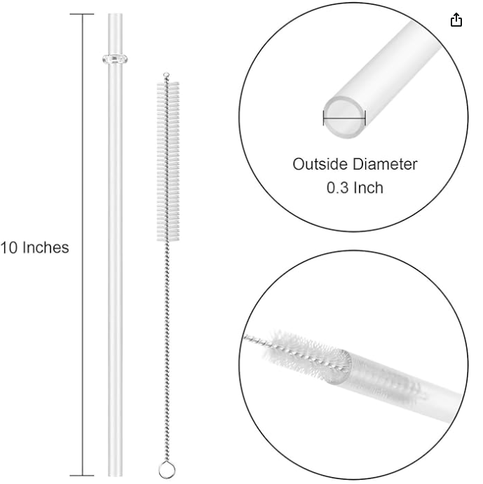 Clear Reusable Drinking Straw 10in