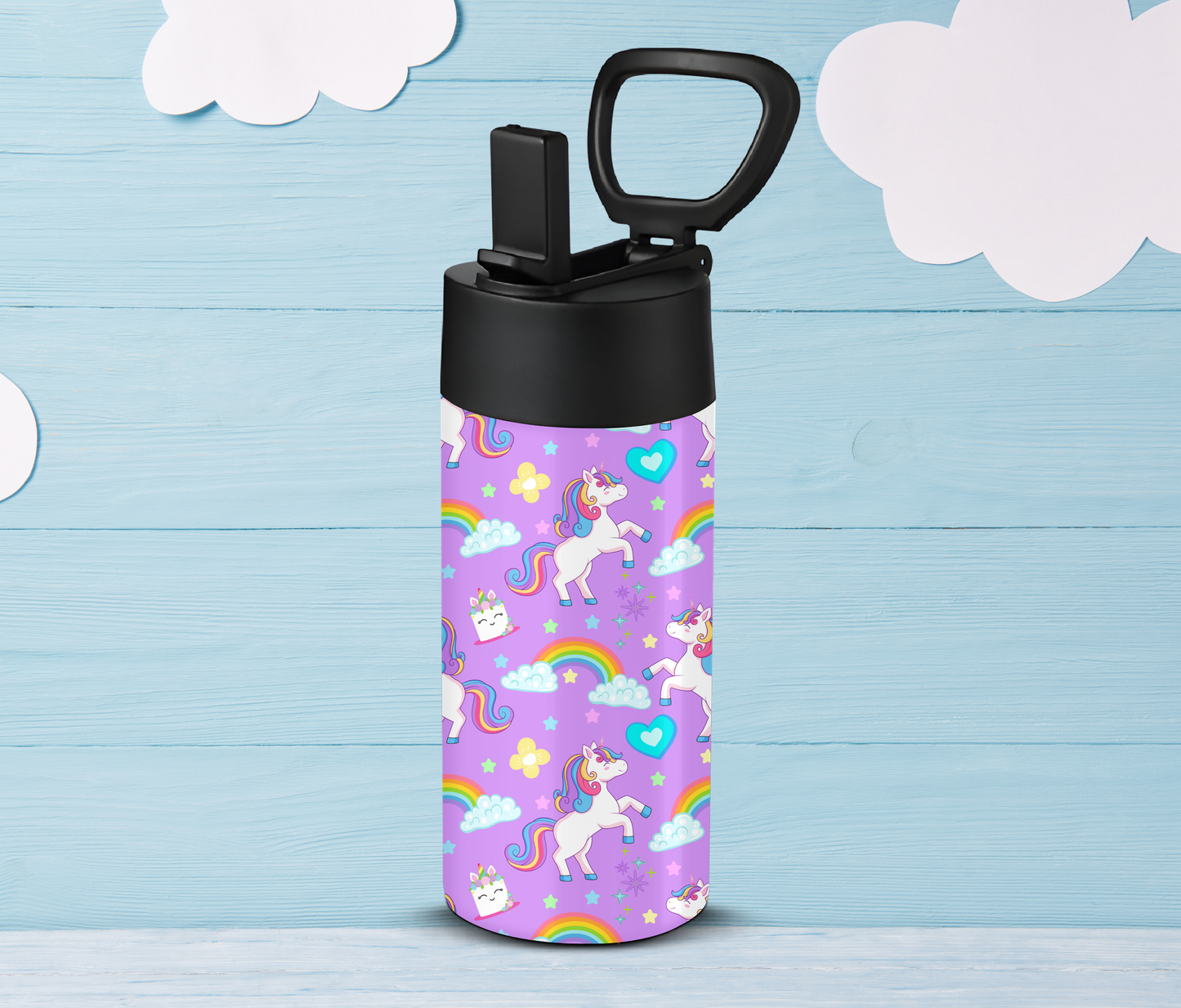 Kids Purple Unicorn & Rainbow 12oz Tumbler