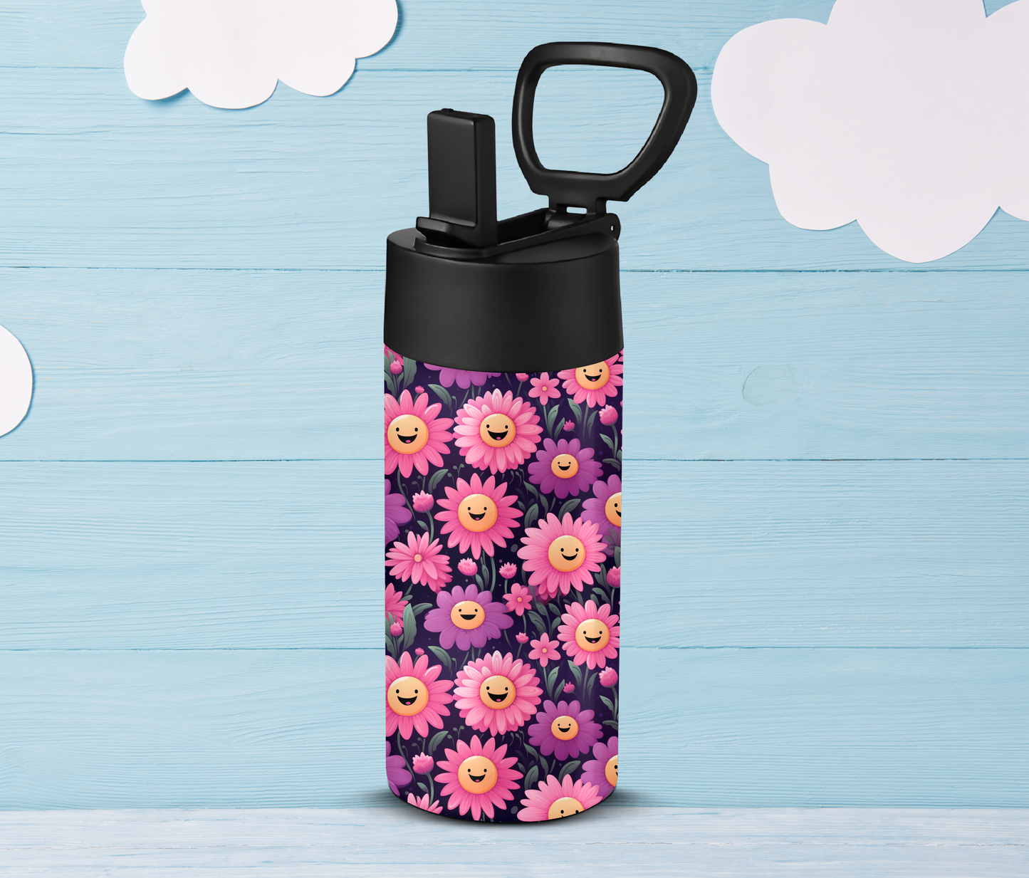 Kids Pink & Purple Flowers 12oz Tumbler