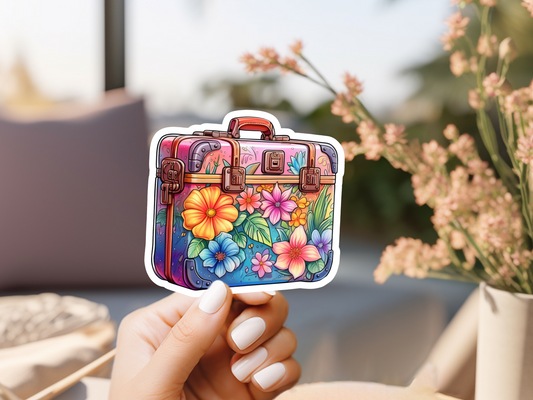 Watercolor Tropical Suitcase Sticker