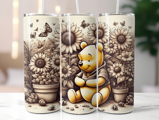 Cute Yellow Bear & Brown background 20oz Tumbler