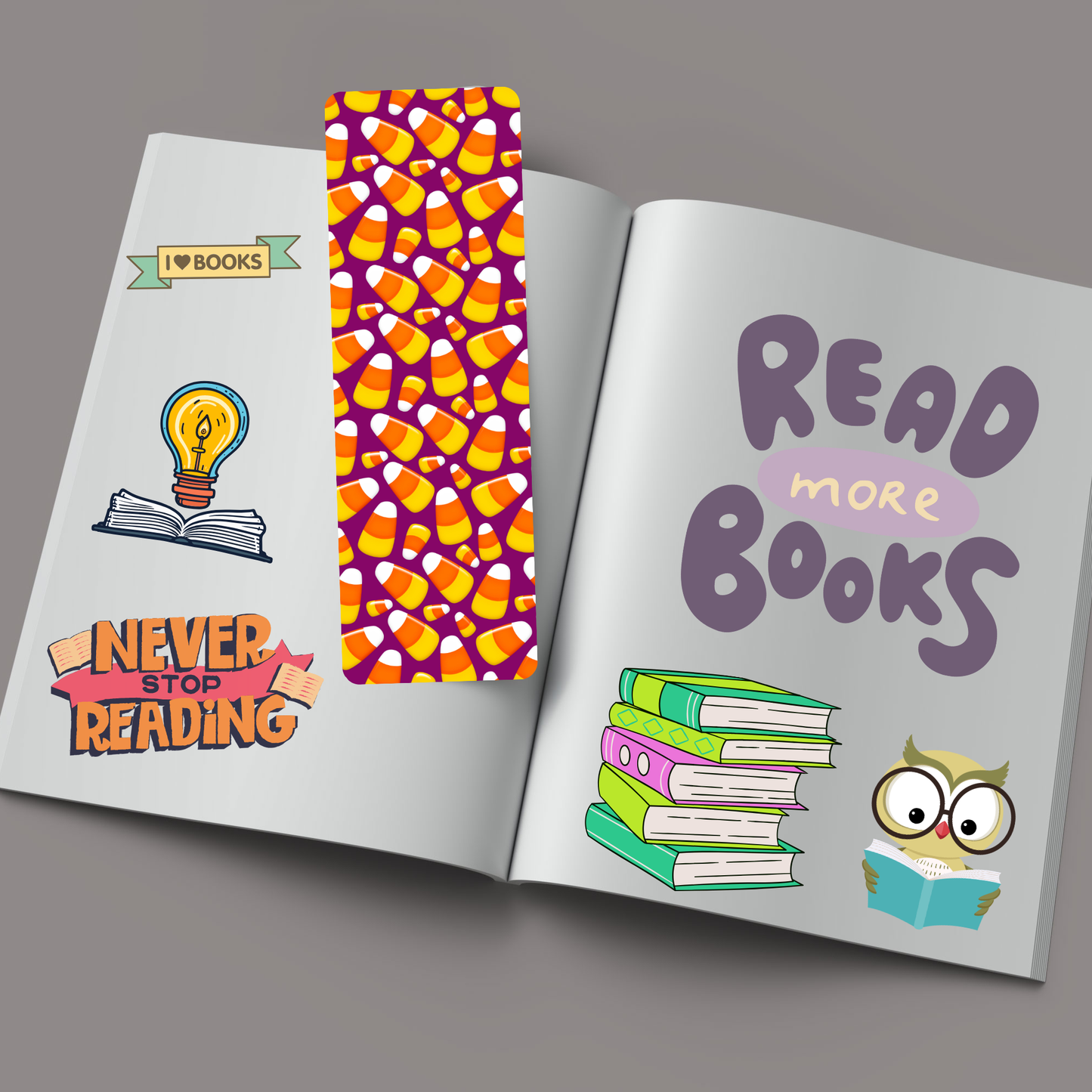 Candy Corn & Purple Background Bookmark