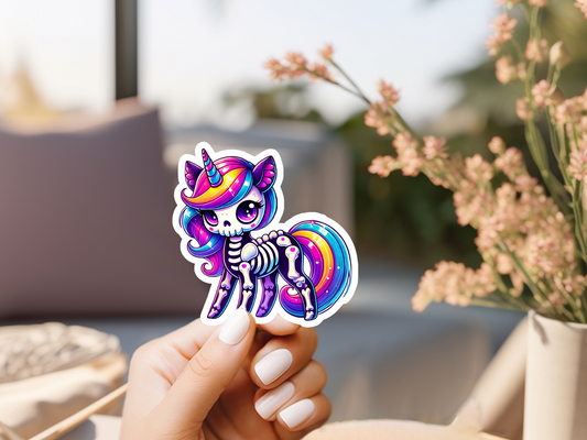 Rainbow Skeleton Unicorn Sticker