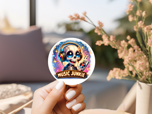 Music Junkie Skeleton Sticker