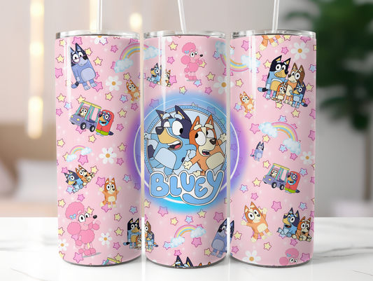 Blue Dog & Pink Background 20oz Tumbler