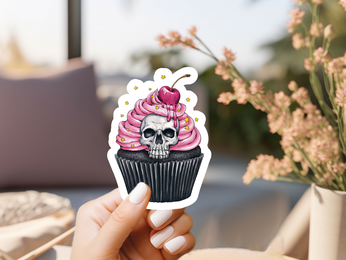 Skull Cupcake Sticker