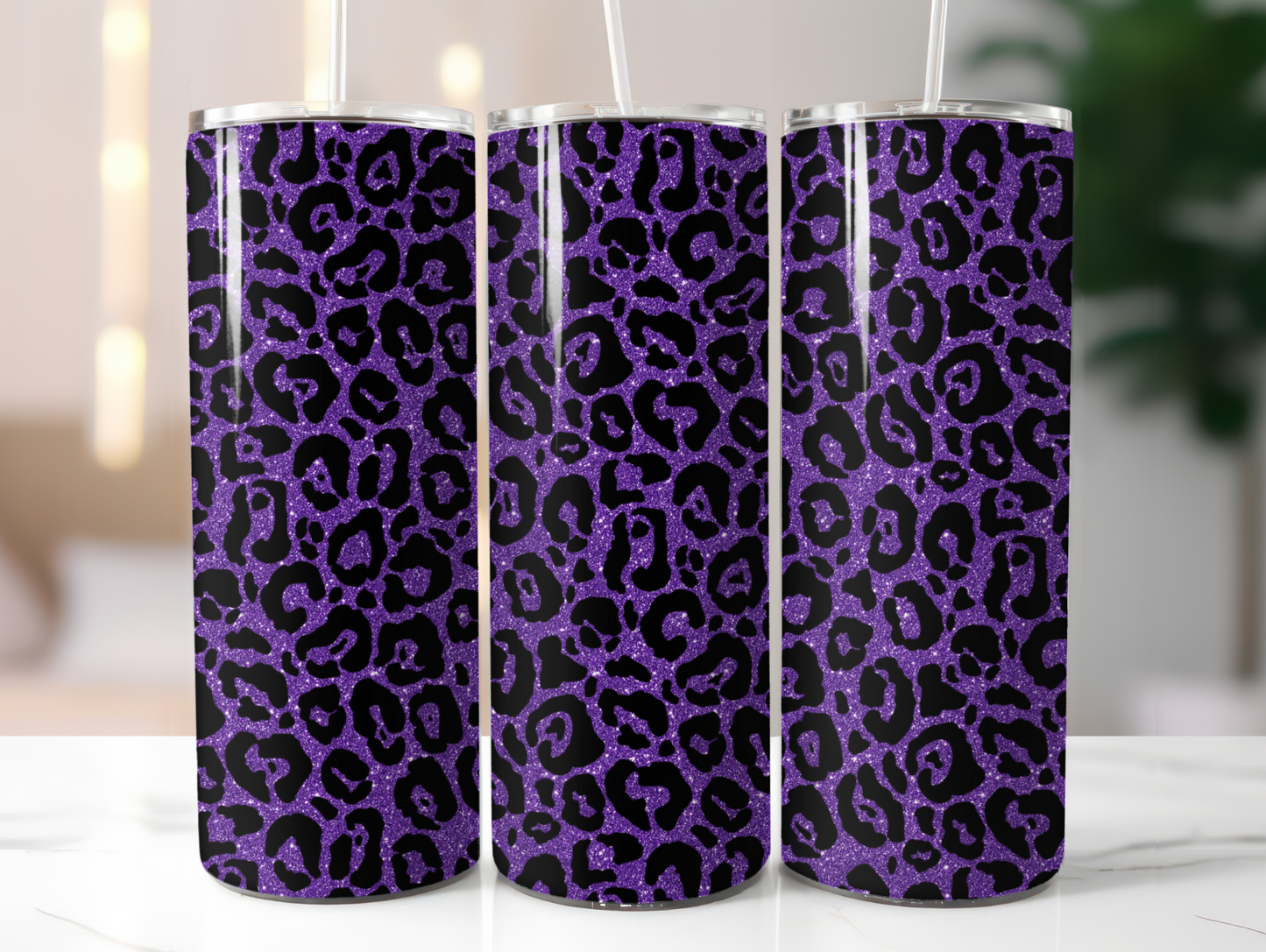 Purple & Black Leopard 20oz Tumbler