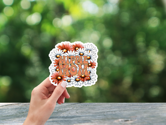 Hippie Mom With Flowers Sticker