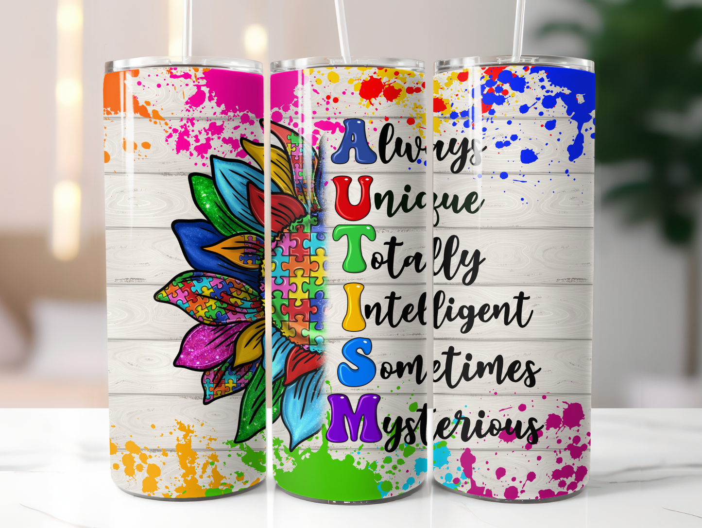 Autism Half Flower 20oz Tumbler