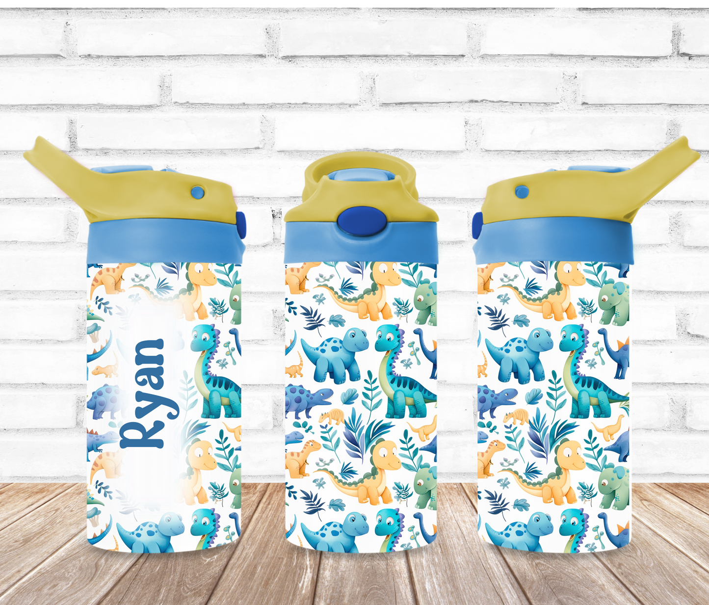 Cute Blue Dinosaurs 12oz Kids Tumbler