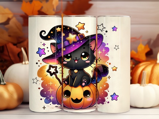 Cute Cat On Pumpkin 20oz Tumbler