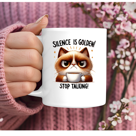 Silence Is Golden Cat 11oz Mug