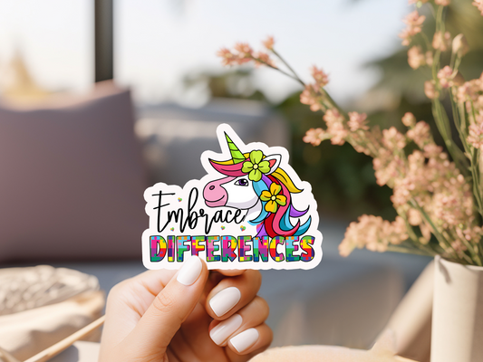 Autism Embrace Differences Unicorn Sticker