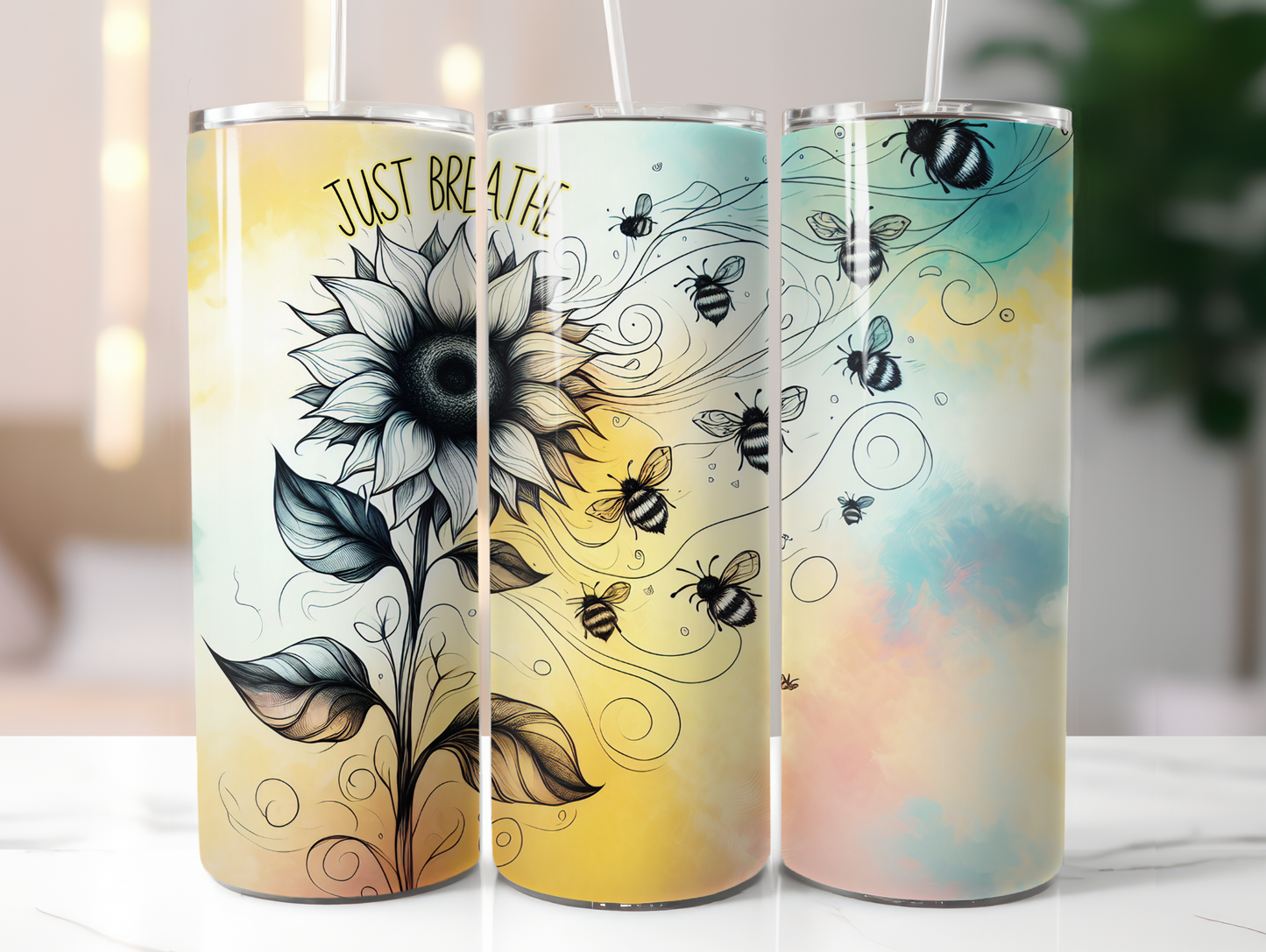 Just Breathe Sunflower 20oz Tumbler