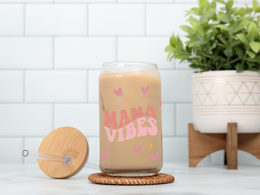 Mama Vibes 16oz Glass Cup