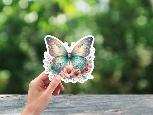 Butterfly With Flowers Sticker