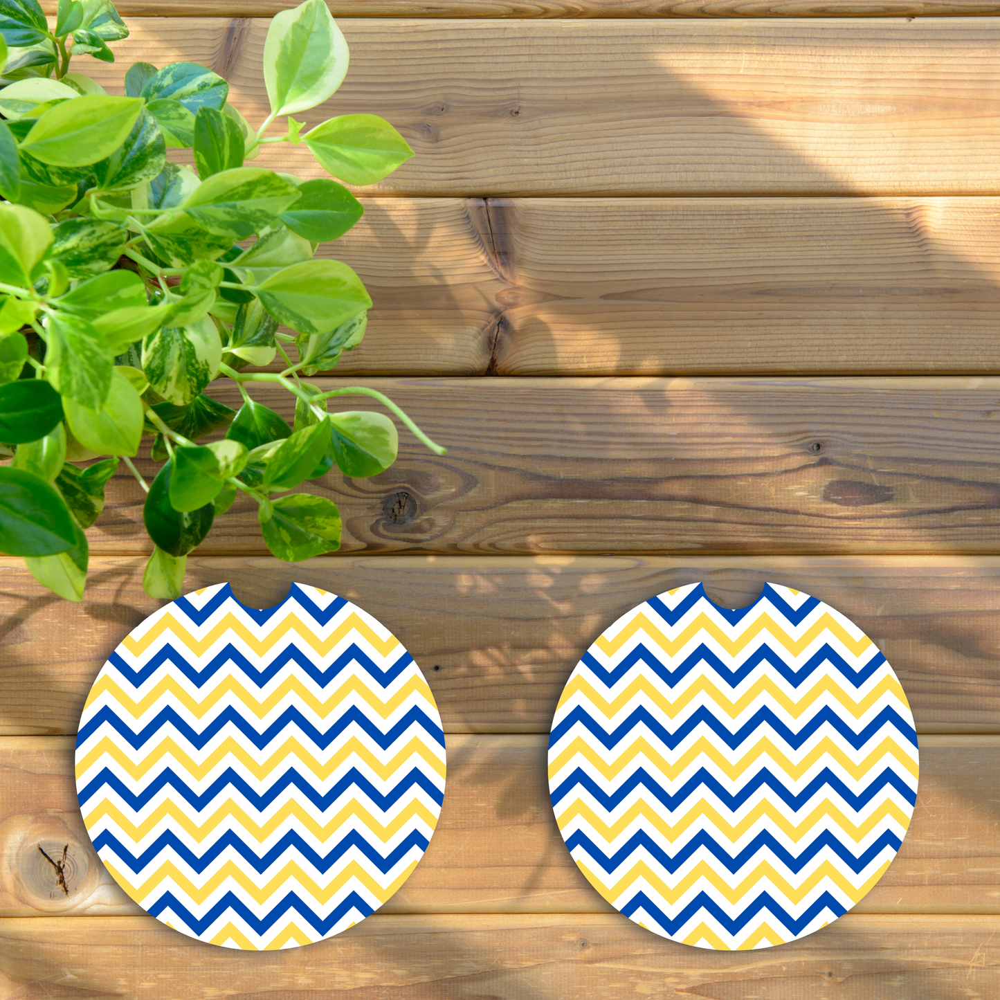 Blue & Yellow Zig Zag Car Coaster