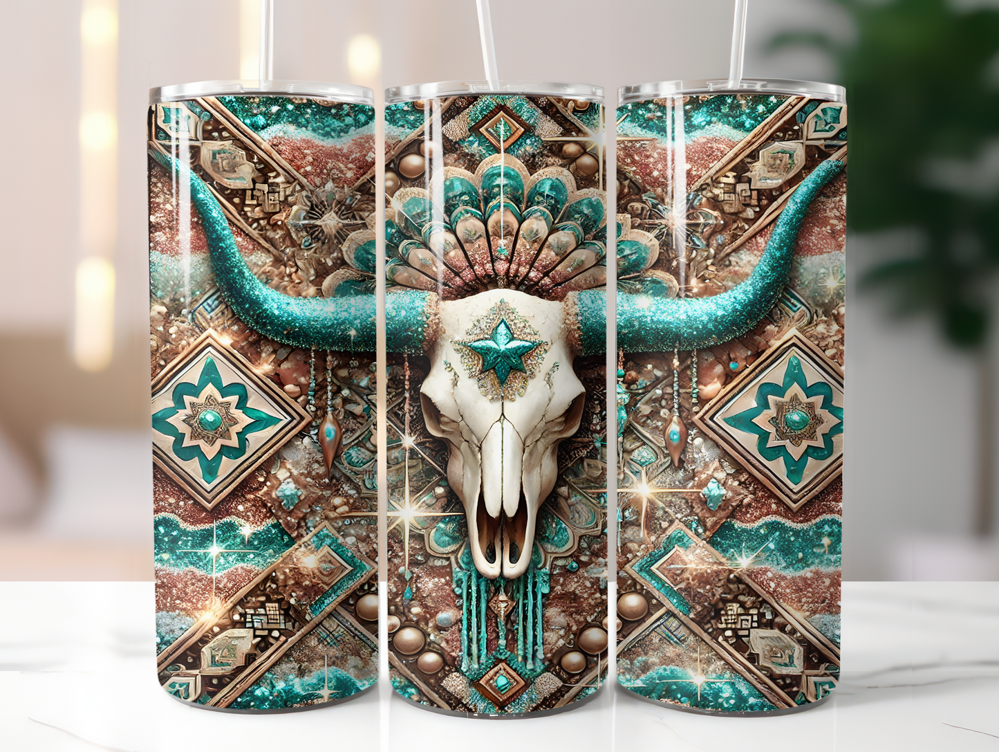 Western Boho Skull 20oz Tumbler