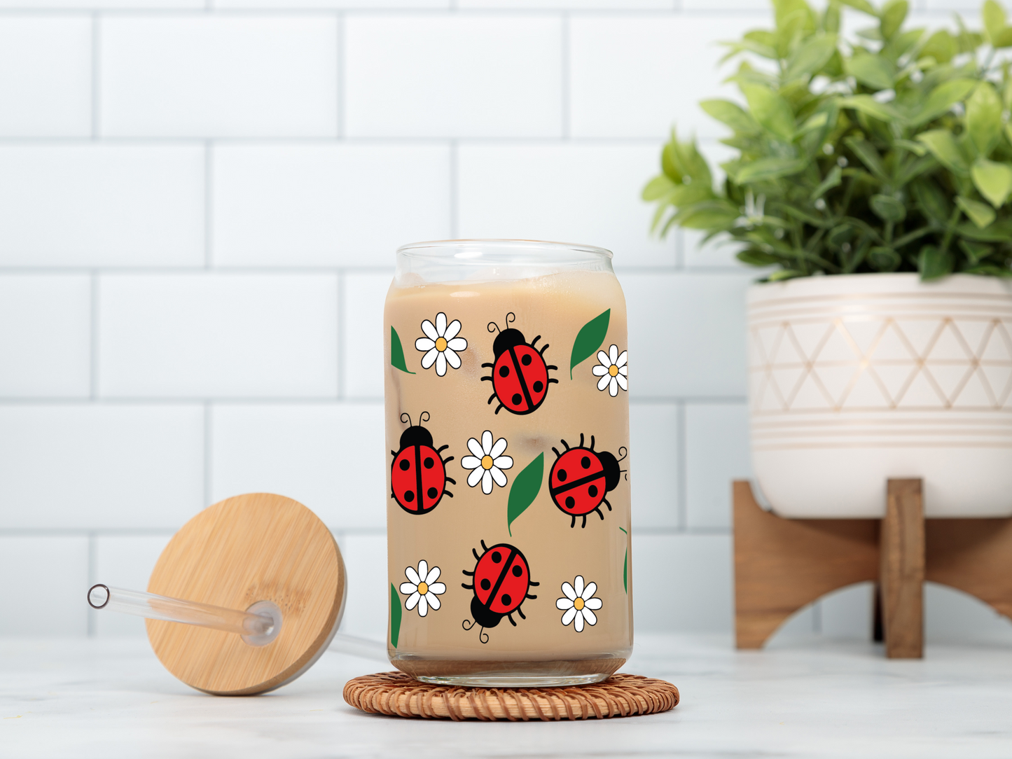 Ladybug 16oz Glass Cup