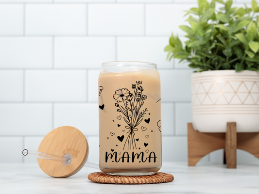 Mama Bouquet 16oz Glass Cup