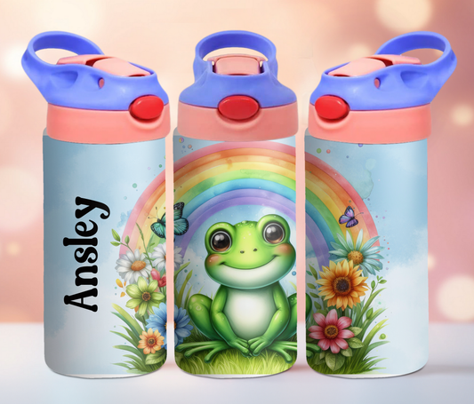 Kids Cute Frog & Rainbow 12oz Tumbler