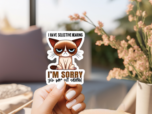 Selective Hearing Cat Sticker