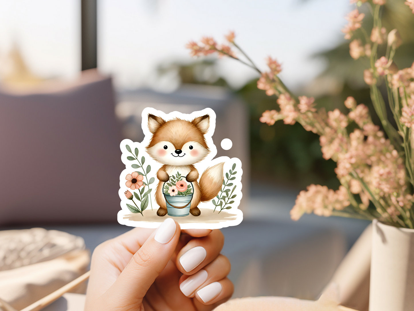 Cute Fox & Flowers Sticker