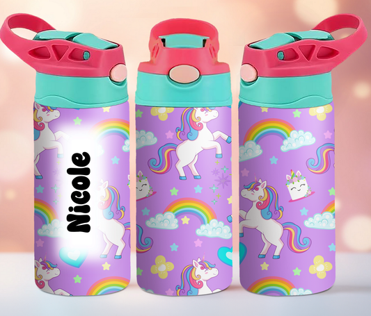 Kids Purple Unicorn & Rainbow 12oz Tumbler