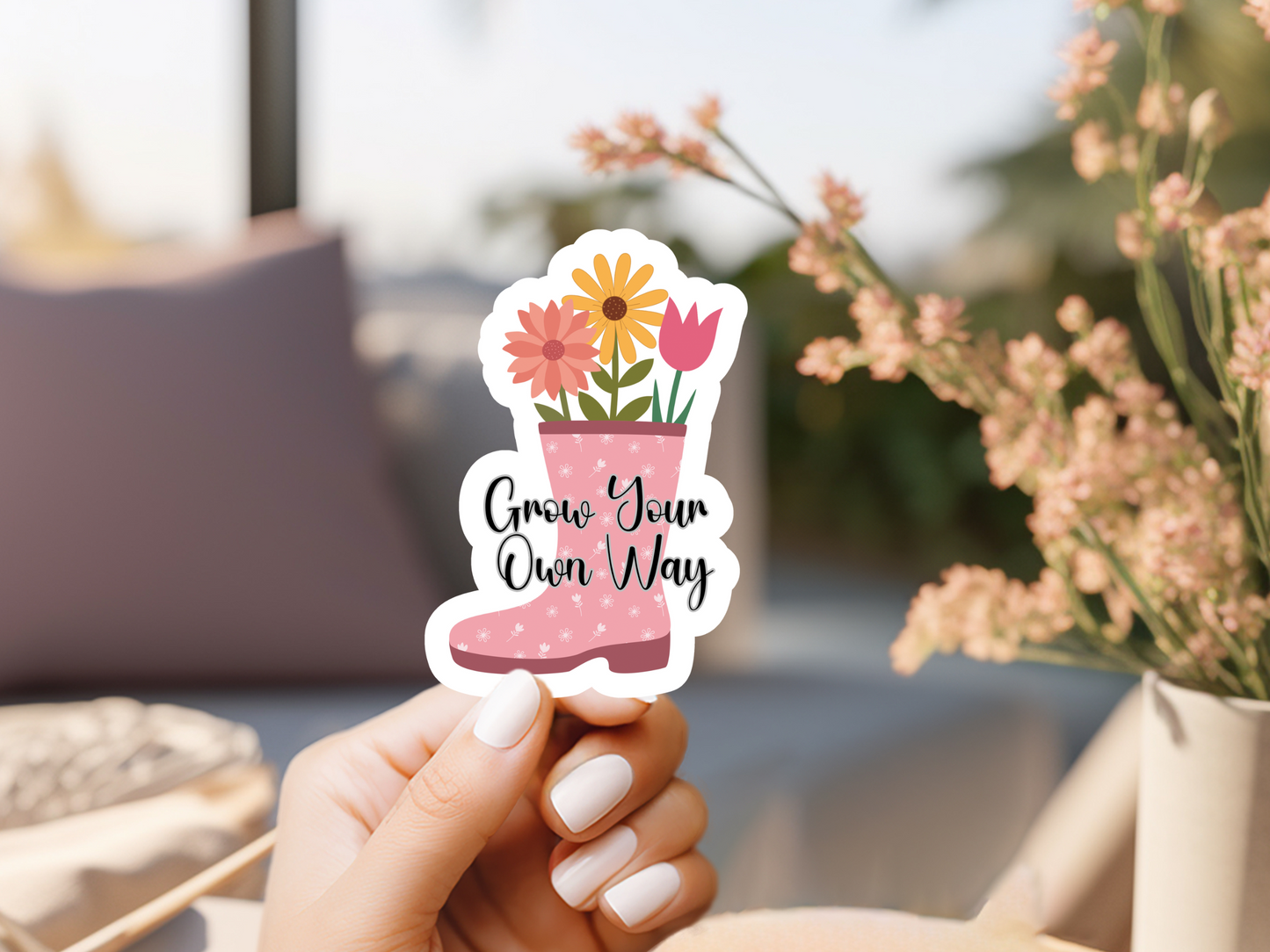 Grow Your Own Way Boot With Flowers Sticker