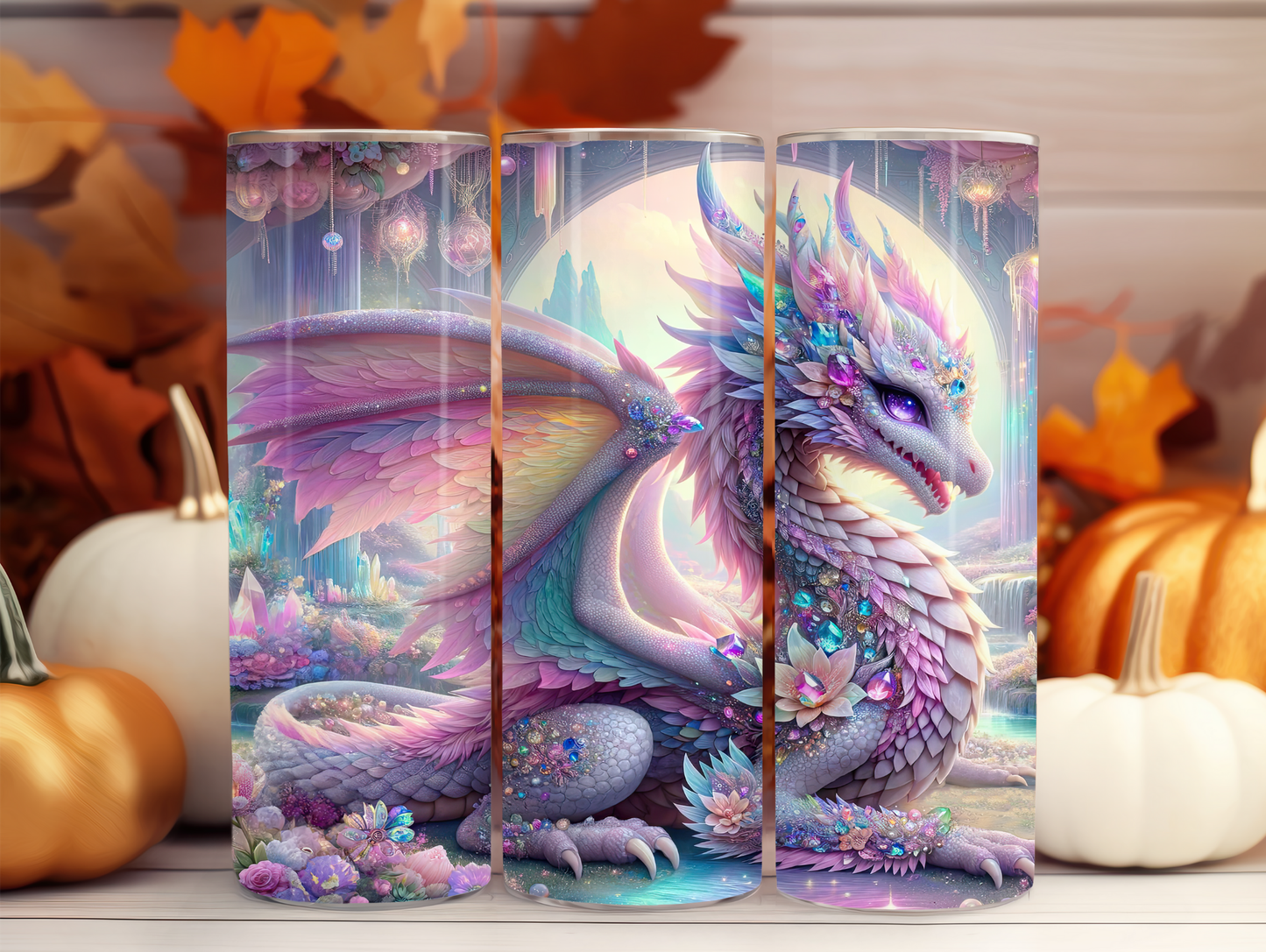 Pastel Glitter Dragon 20oz Tumbler