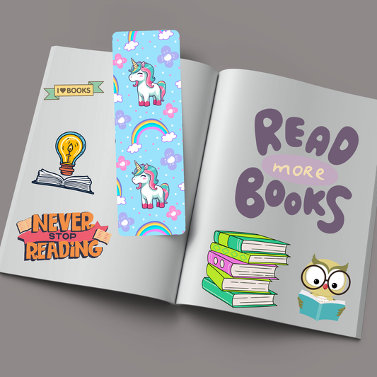 Kids Blue Unicorn Bookmark