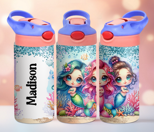 Kids Three Mermaids 12oz Tumbler