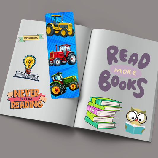 Kids Blue Tractor Bookmark