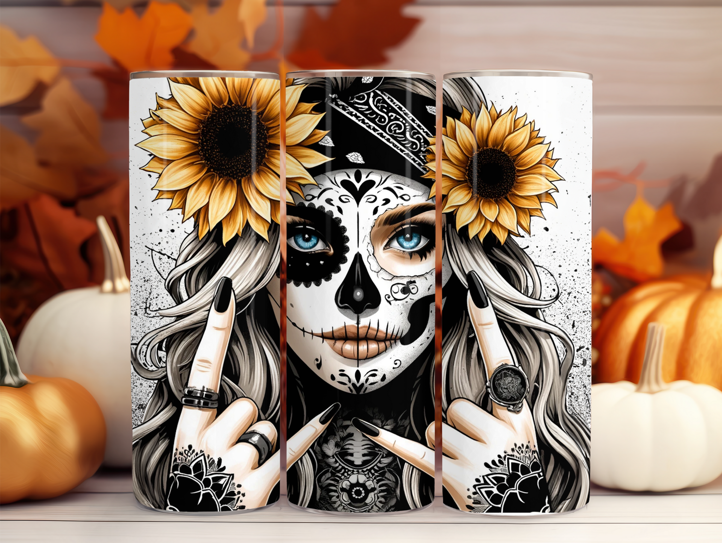 Sugar Skull & Sunflowers 20oz Tumbler