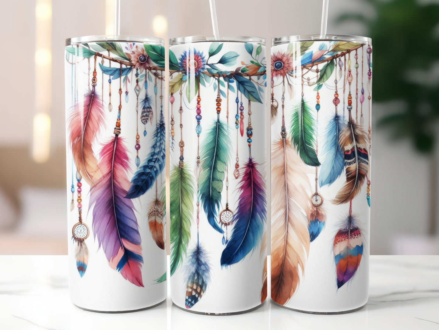 Boho Feathers 20oz Tumbler