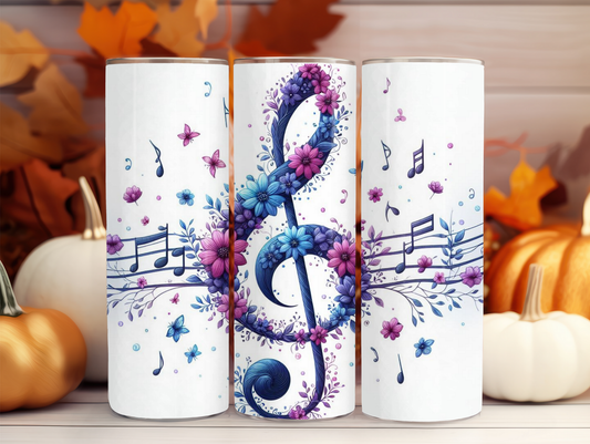 Musical Notes & Flowers 20oz Tumbler