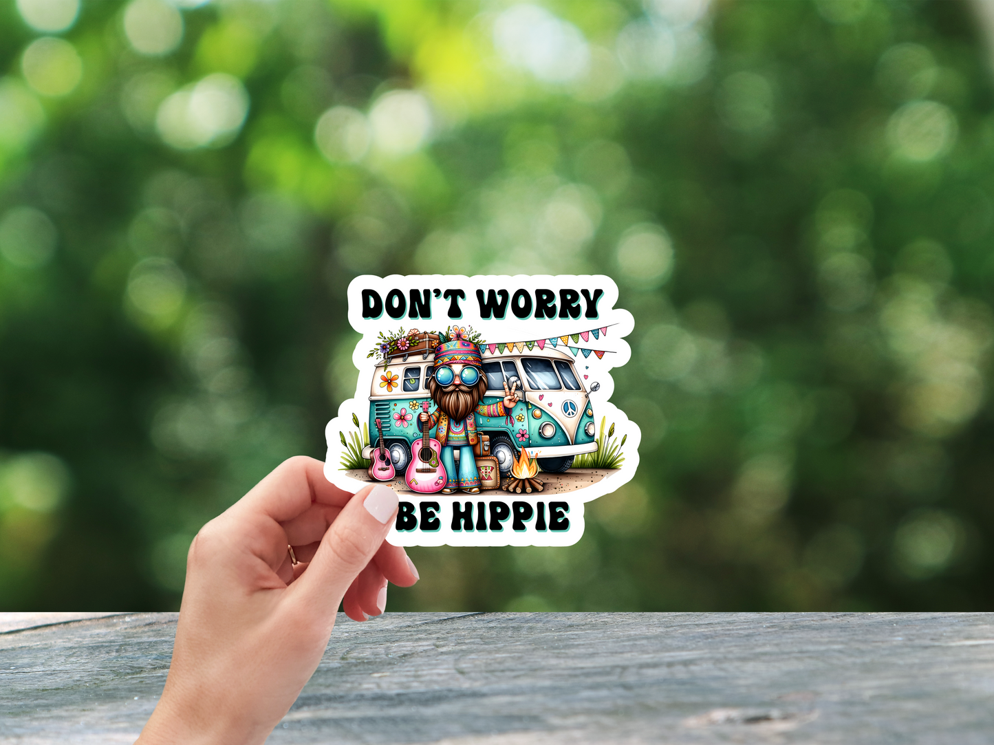 Don't Worry Be Hippie Sticker