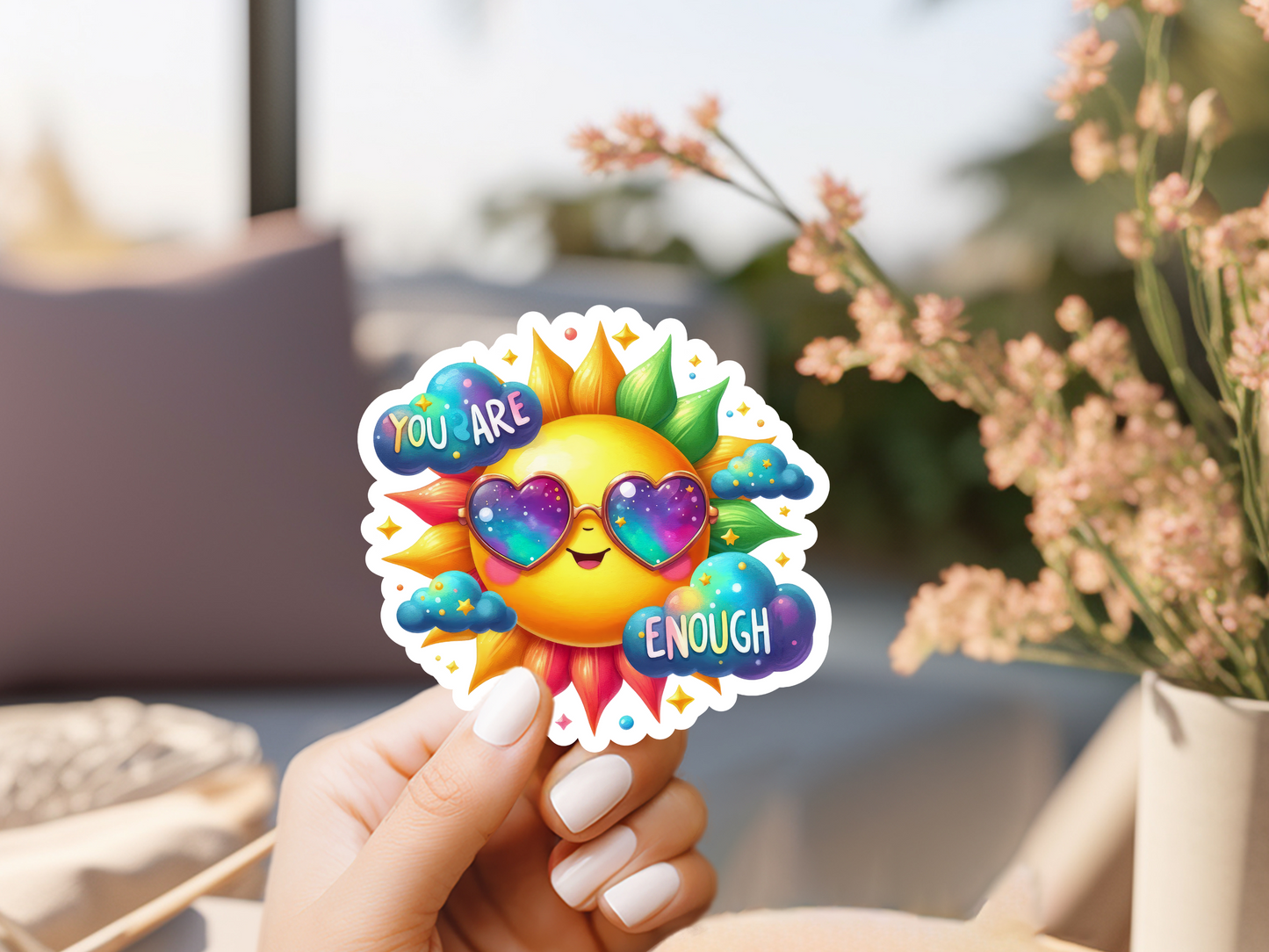 You Are Enough Rainbow Sun Sticker