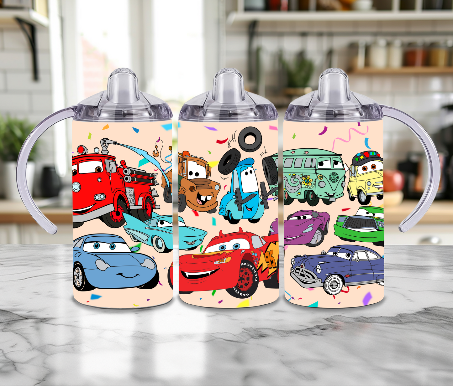 Cartoon Cars 12oz Sippy Tumbler