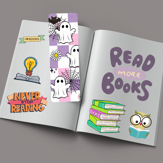 Purple Retro Ghost Bookmark