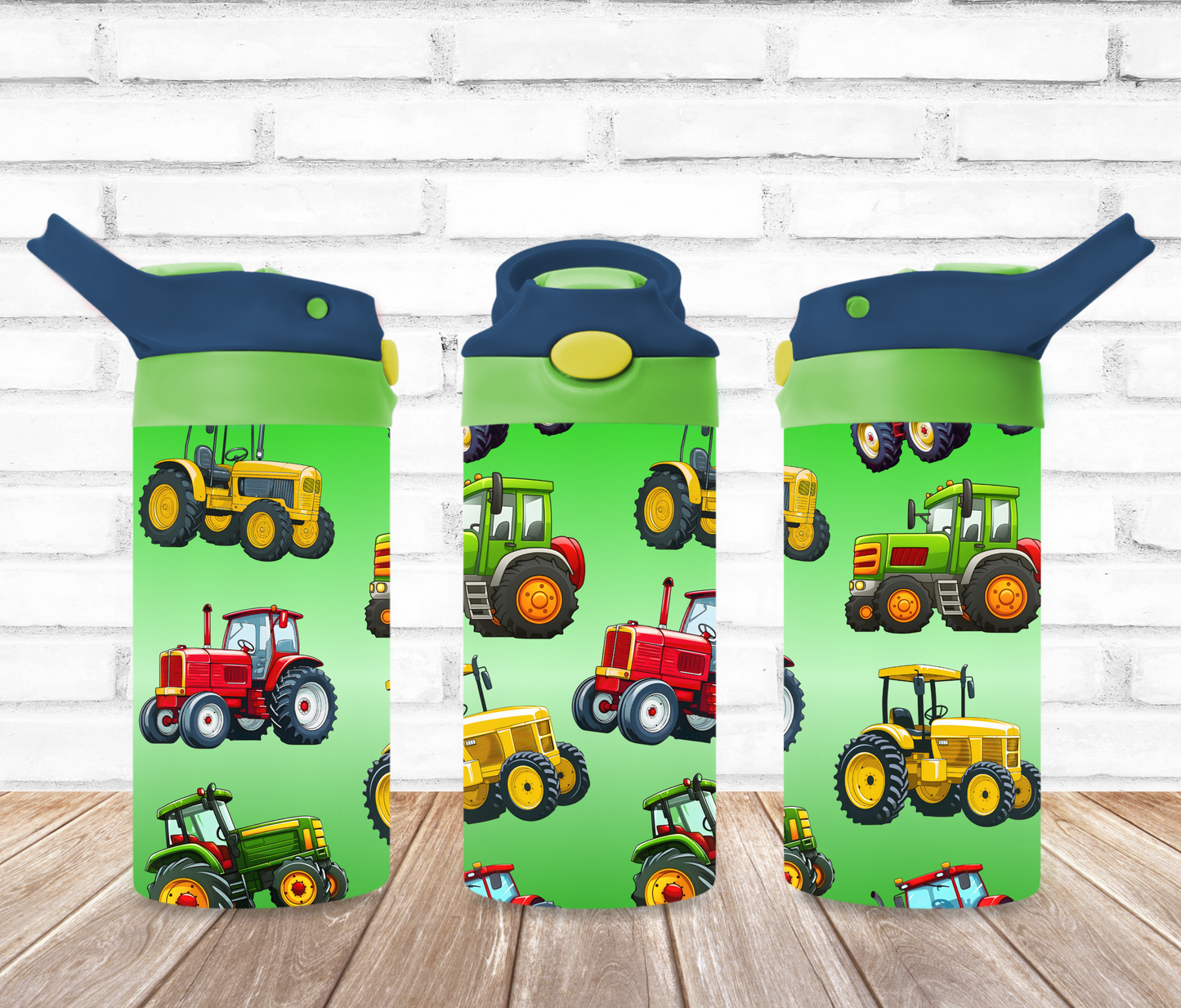 Green Tractor 12oz Kids Tumbler