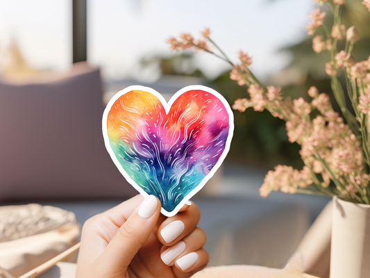 Rainbow Watercolor Heart Sticker