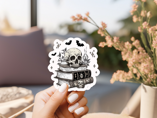 Skull and Books Sticker