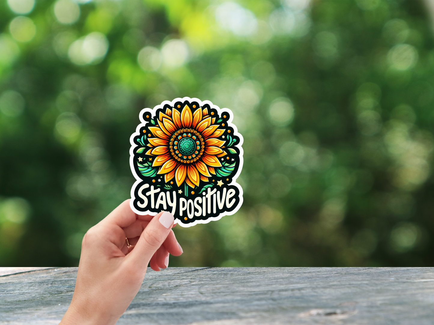 Stay Positive Sunflower Sticker