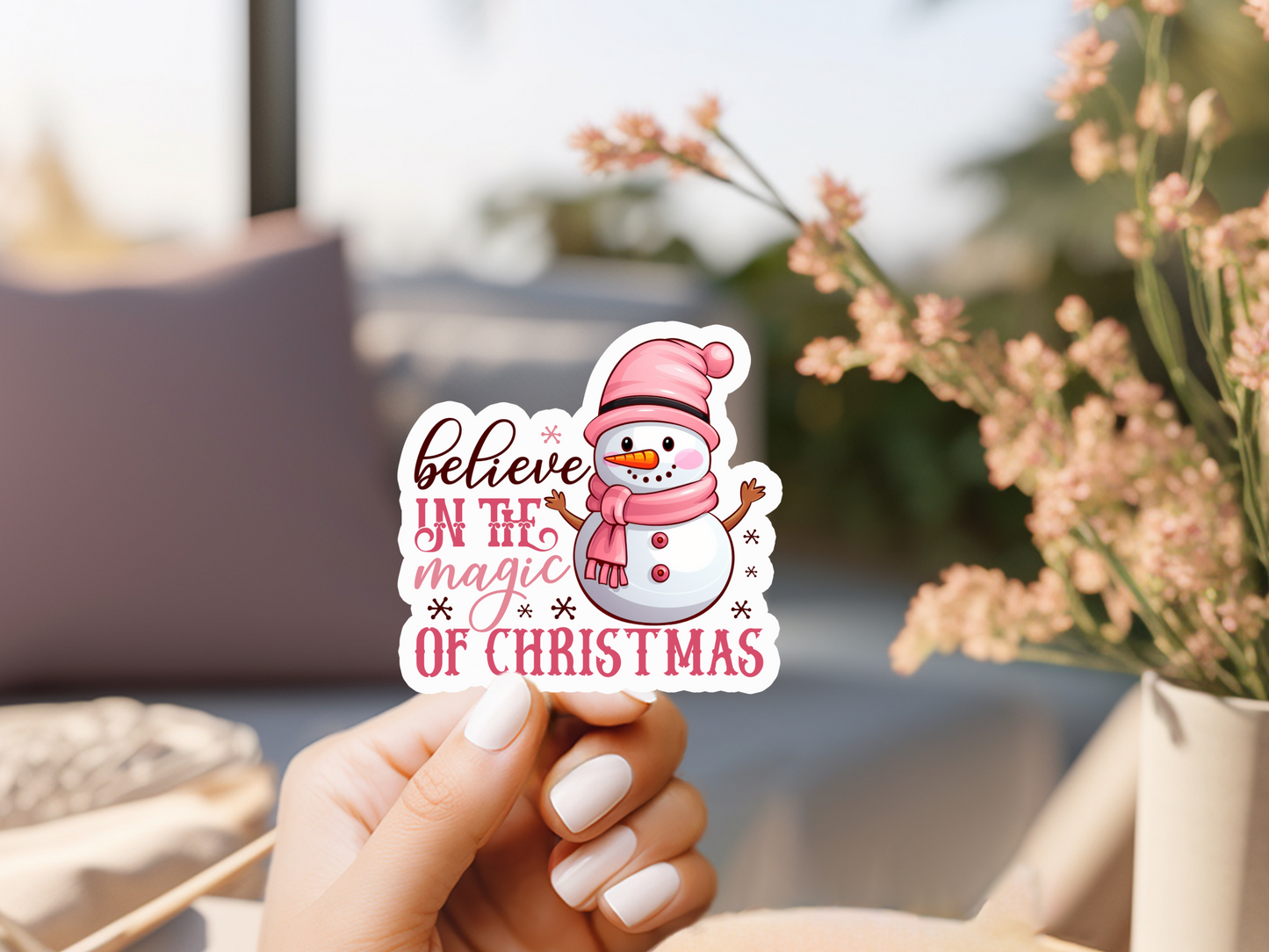 Believe In The Magic Of Christmas Snowman Sticker