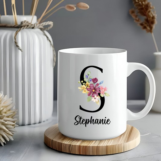 Floral Alphabet 11oz Mug