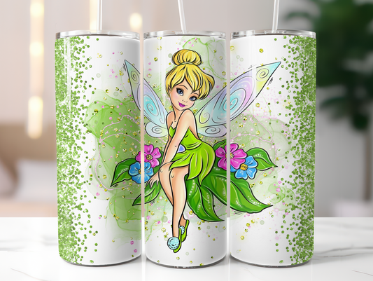 Cute Green Cartoon Fairy Sitting 20oz Tumbler