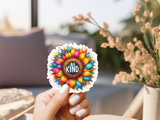 Be Kind Rainbow Flower Sticker