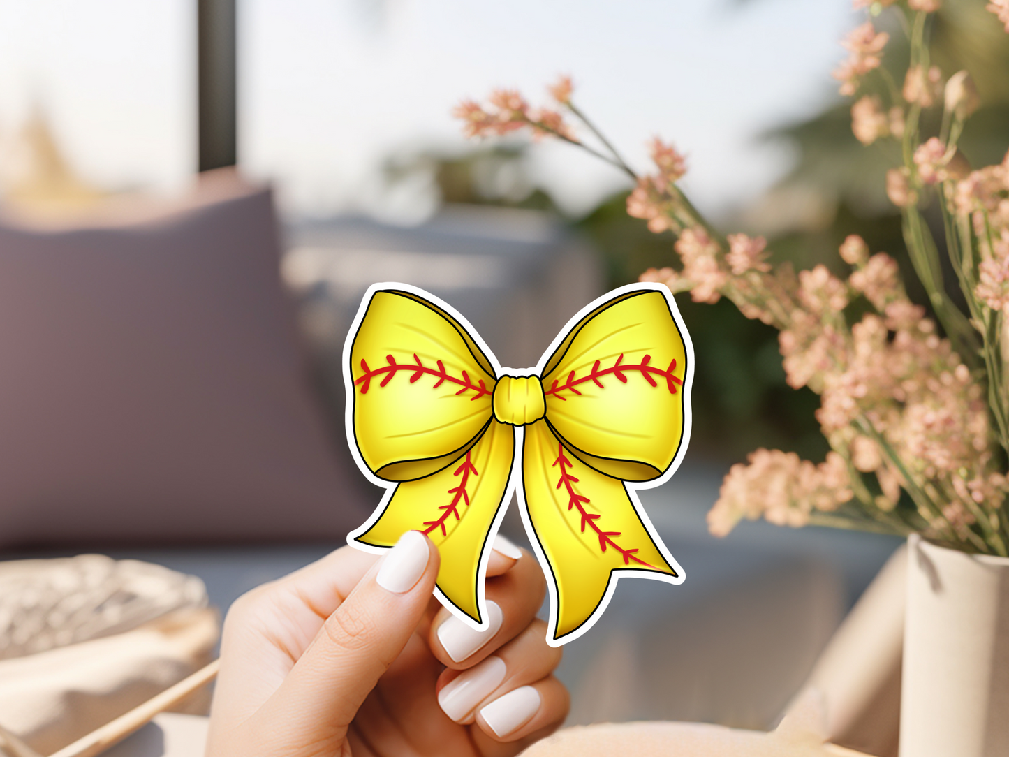 Softball Bow Sticker