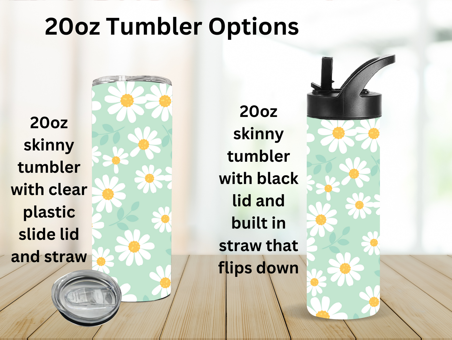 White Summer Daisies 20oz Tumbler